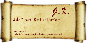 Józan Krisztofer névjegykártya